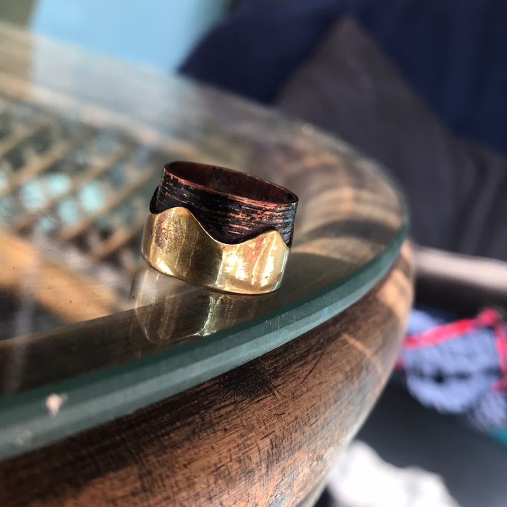 Hand made copper and gold plate ring